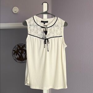 Fred David Cream Tie Front Embellished Blouse